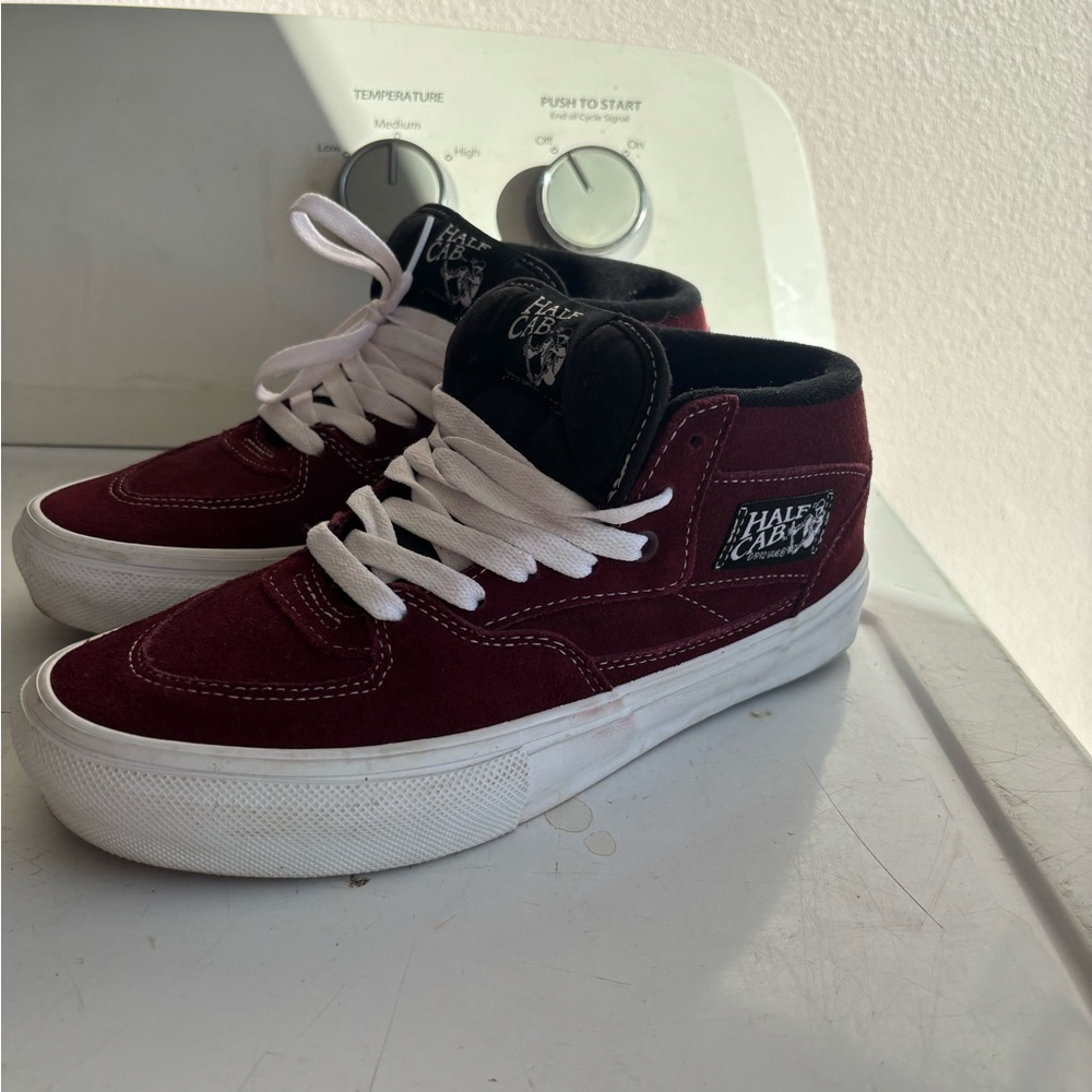 Vans Burgundy and White Sneakers
